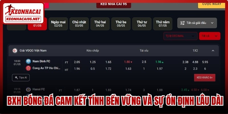 Bảng Xếp Hạng Bóng Đá – Cập Nhật Vị Trí Các Đội Quân Chính Xác 3 BXH bóng đá cam kết tính bền vững và sự ổn định lâu dài