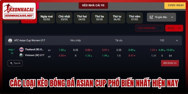 Các loại kèo bóng đá Asian Cup phổ biến nhất hiện nay