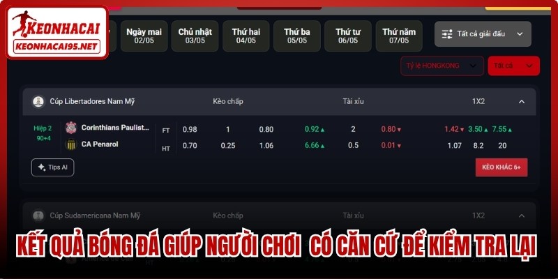 Kết quả bóng đá giúp người chơi cá cược có căn cứ để kiểm tra lại các lựa chọn