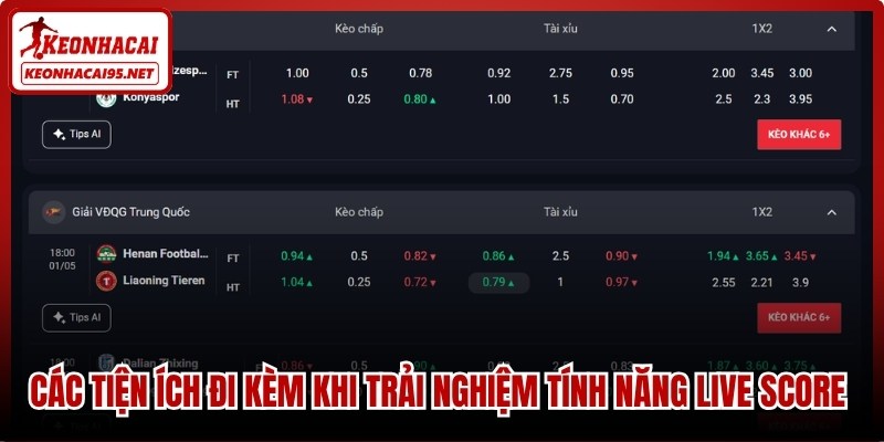 Live Score – Cập Nhật Tỷ Số Bóng Đá Trực Tuyến Tốc Độ Cao 3 Các tiện ích đi kèm khi trải nghiệm tính năng Live Score tại hệ thống