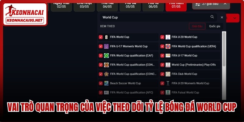 Tỷ Lệ Kèo Bóng Đá World Cup - Cẩm Nang Cược Tại keonhacai95.net 1 Vai trò quan trọng của việc theo dõi tỷ lệ kèo bóng đá World Cup