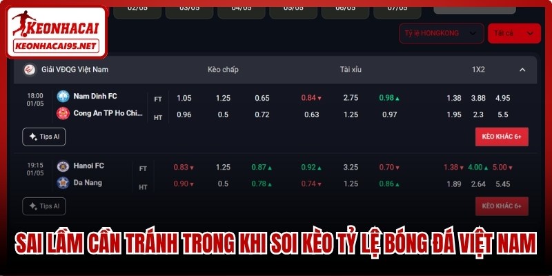 Tỷ Lệ Kèo Bóng Đá Việt Nam - Soi Cầu Tại keonhacai95.net 2 Sai lầm cần tránh trong khi soi kèo tỷ lệ bóng đá Việt Nam