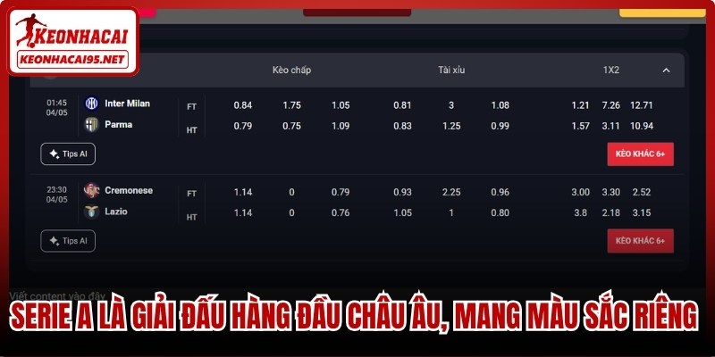 Serie A là giải đấu hàng đầu châu Âu, mang một màu sắc rất riêng biệt